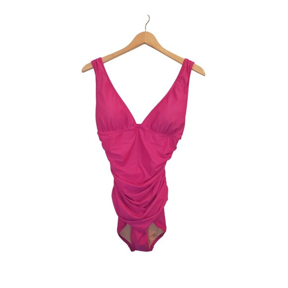 J.Crew Ruched V-Neck One-Piece Swimsuit Pink Radiant Fuchsia NWT $118 -Pick Size - Picture 14 of 14